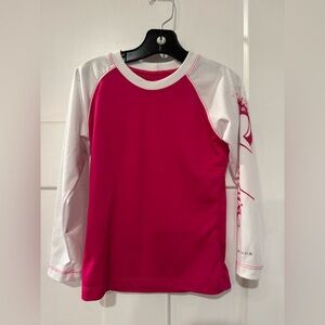 Columbia PFG spf pink and white rashguard youth long sleeve XXS